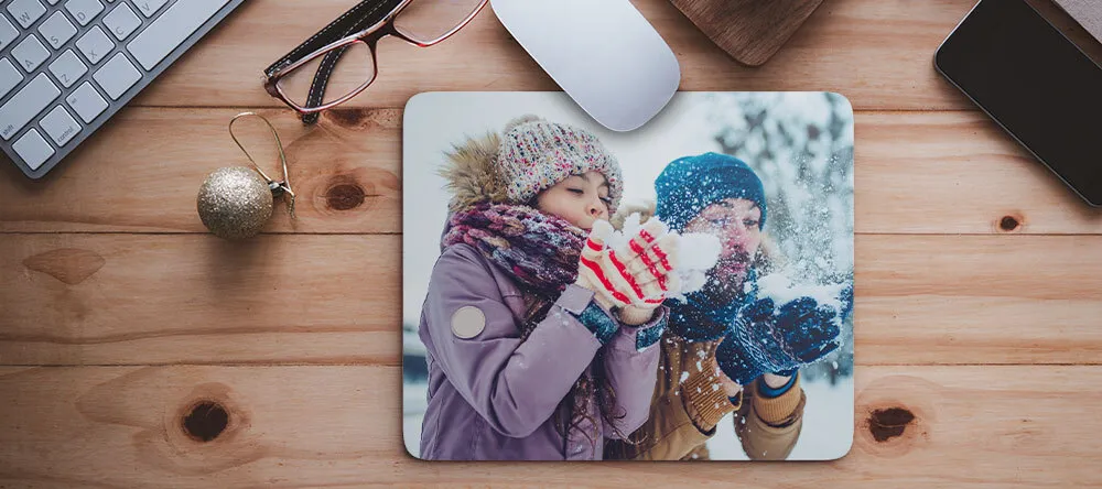 Custom Christmas Gifts on a Budget. Beautiful personalized mouse pad with photo.