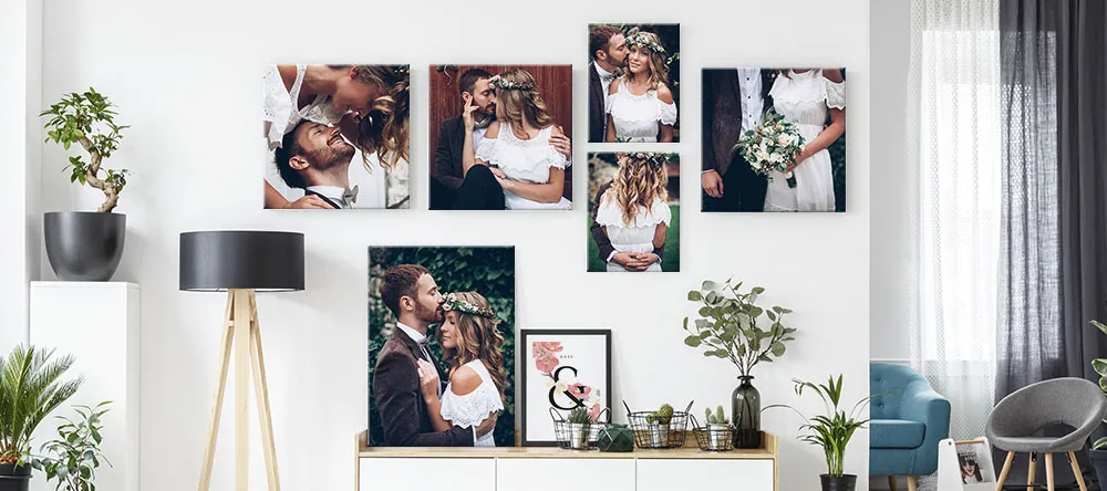 How to Make a Gallery Wall – Follow These 6 Steps. Wedding-themed gallery wall.