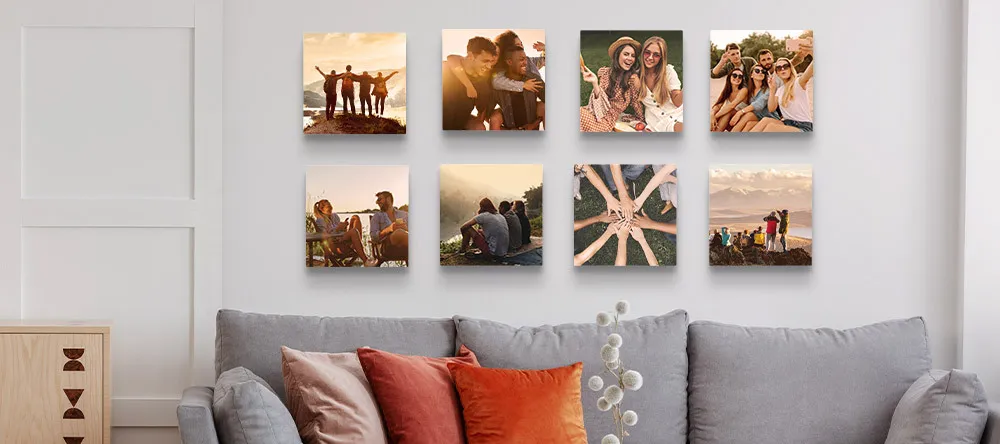 What are MIXPIX®? Set of MIXPIX® photo tiles displayed in room. 