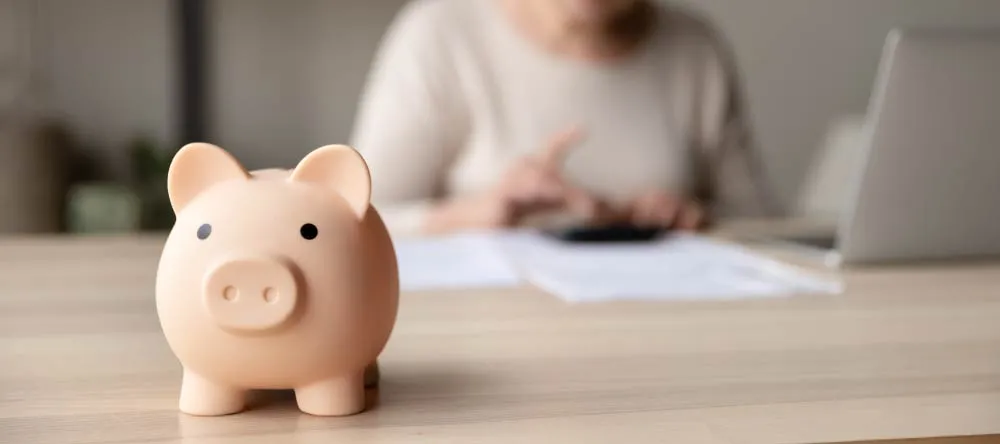 How to Order Canvas Prints. Piggy bank with senior lady in background. 