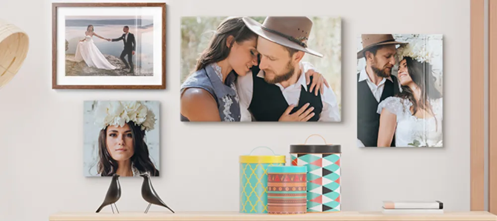 How to Get Canvas Prints with Free Shipping. Gallery wall with multiple photo prints.