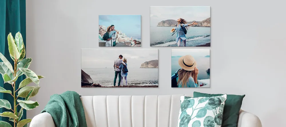 5 Easy Canvas Printing Tips for the Perfect Wall Décor. Gallery wall featuring beautiful photos of a couple.