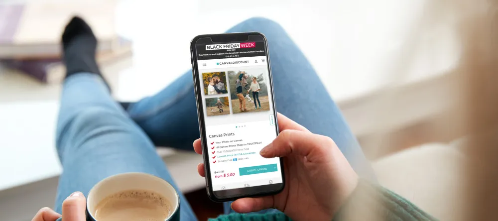 Printing Phone Photos on Canvas. Using CANVASDISCOUNT.com on cell phone.