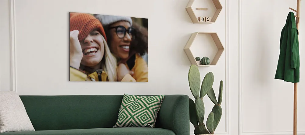 Canvas vs metal print: a metal print hanging on the wall