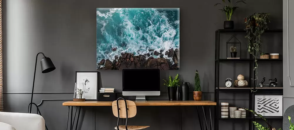 Office canvas art: a large canvas print above an office desk