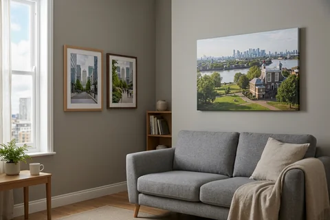 online photo printing canary wharf – canvas and framed prints in a Canary Wharf living room