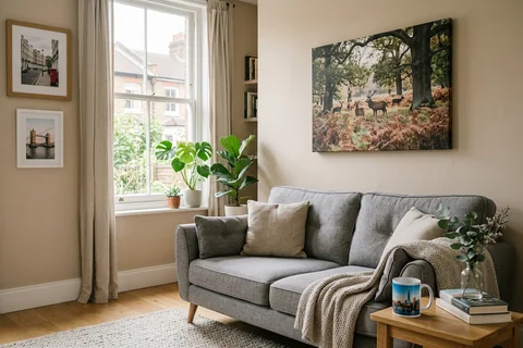 online photo printing london – canvas and framed prints in a London living room