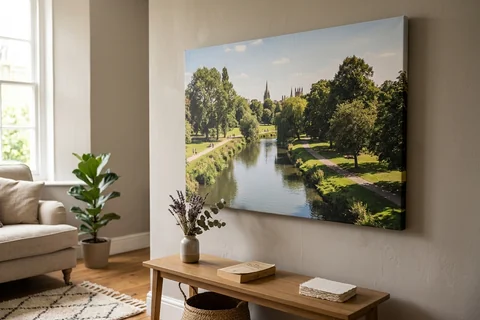 large canvas print oxford – a very large canvas of University Parks looking towards the river dominating a living room wall