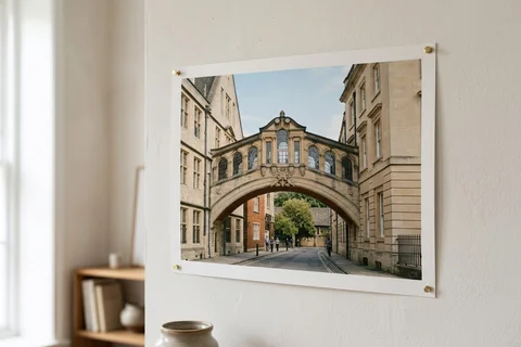 poster print oxford – an unframed poster print of the Bridge of Sighs pinned to a pale wall