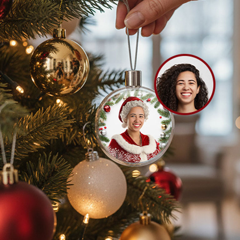 Du im Weihnachtskostüm - Personalisierte Weihnachtskugel | Lidl-Fotos