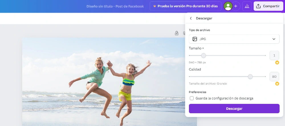 editando con canva descargar imagen