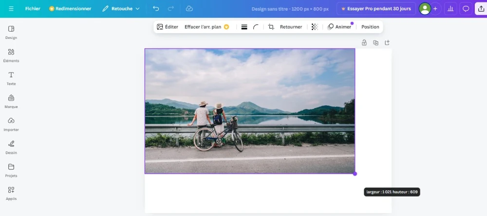 édition avec canva délimiter l'image