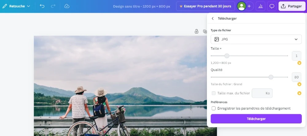 édition avec canva télécharger l'image