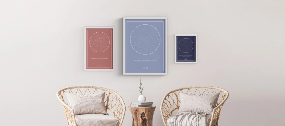 maquette de Carte du ciel personnalisée comme cadeau pour les couples