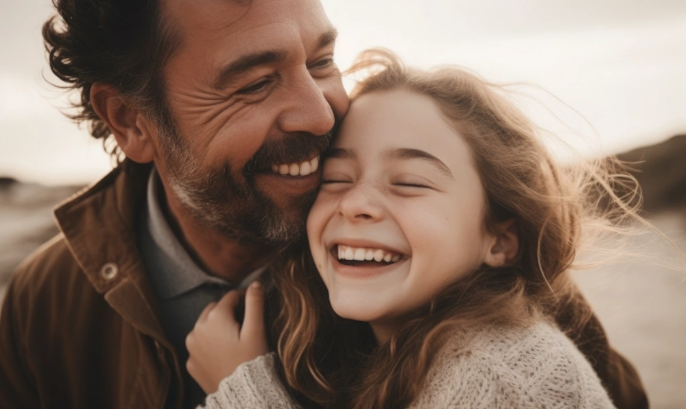 Père et enfant jouant, représentant l'amour d'un père et les belles phrases inspirées de la littérature