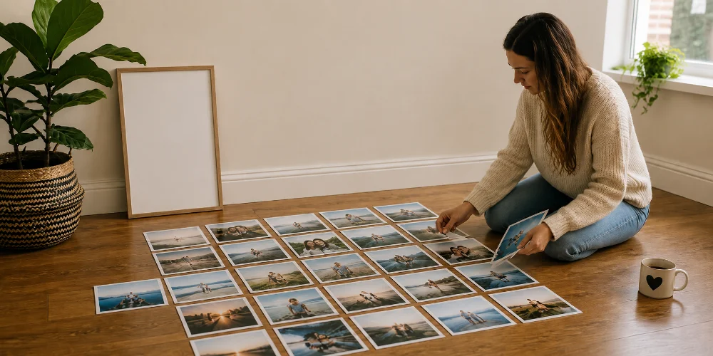 Exemple de mur de photos mal agencé à éviter