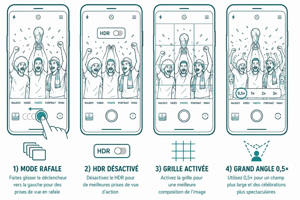 Réglages de l'appareil photo smartphone pour capturer l'action sportive