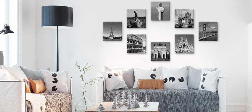 Stell dir eine geometrische Form an deiner Wand vor und hänge deine Bilder wild darin auf