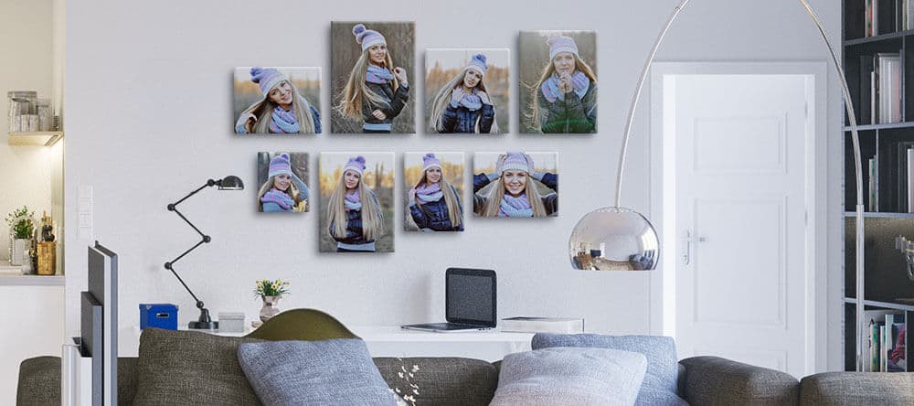 Markiere eine Mittellinie und hänge deine Bilder an dieser Kante auf