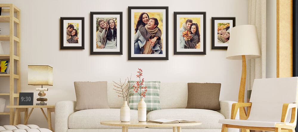 Alle Fotos im gleichen Abstand in einer einzigen Reihe – dezent und wirkungsvoll