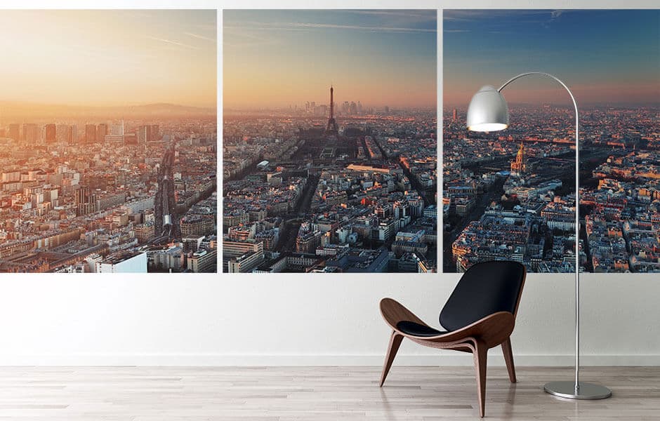 Skyline Paris auf drei großen Drucken