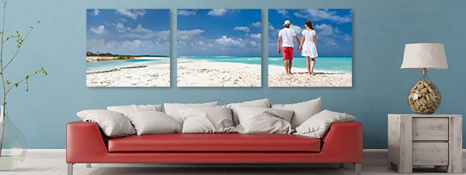 3 teilige Leinwand über dem Sofa