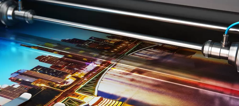 Abendliche Stadtsilhouette im Drucker