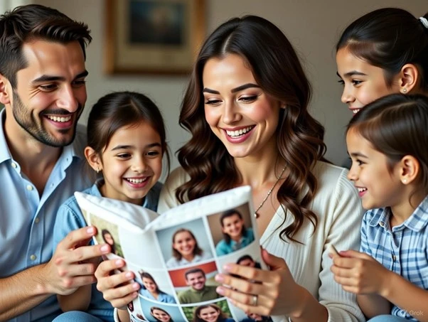 Gemütliches personalisiertes Fotokissen mit Familienporträts als liebevolles Muttertagsgeschenk
