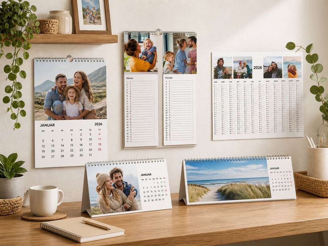 Wandkalender, Jahresplaner und Tischkalender mit Familienfotos