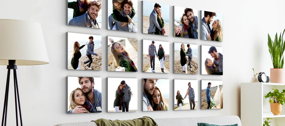 What Are Photo Tiles. Grid of photo tiles with couple pictures.
