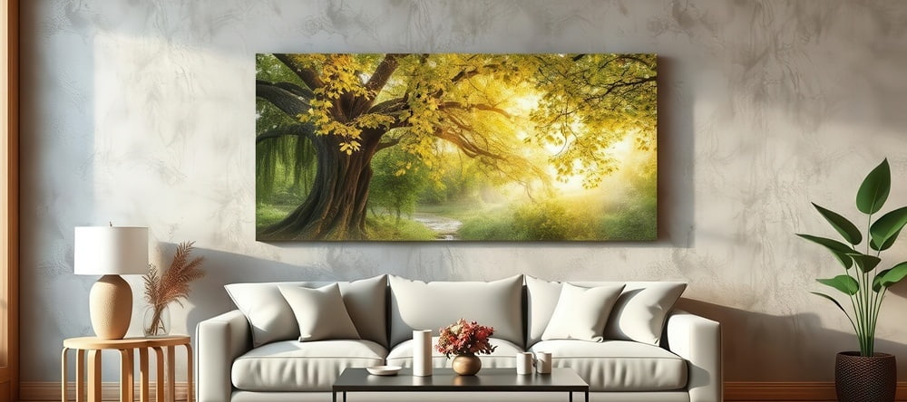 Where to Buy Canvas Prints in the UK. Canvas print on wall above sofa.