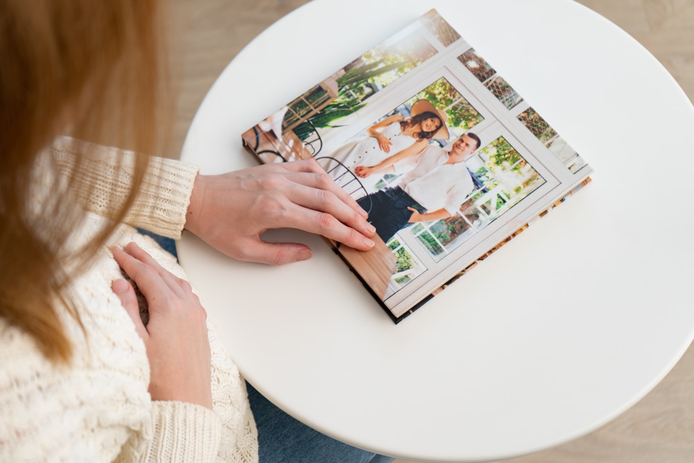 Custom photo book capturing a couple’s journey together