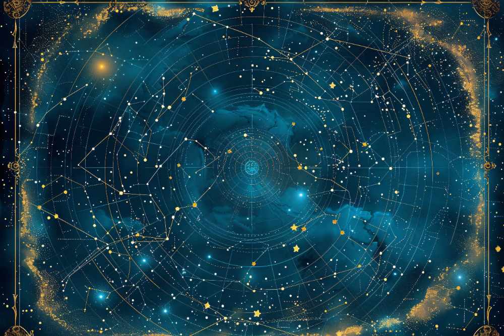 A personalized star map showing the night sky of a special date