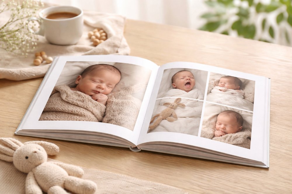 Baby photo book documenting the first year