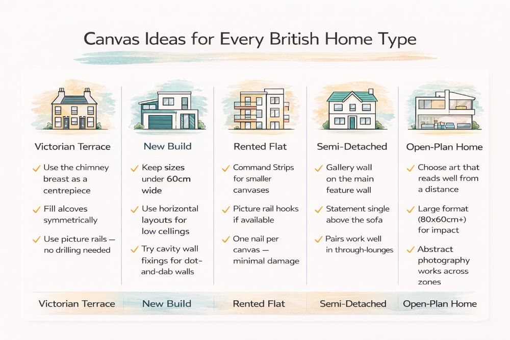 Canvas art considerations for traditional and modern British homes