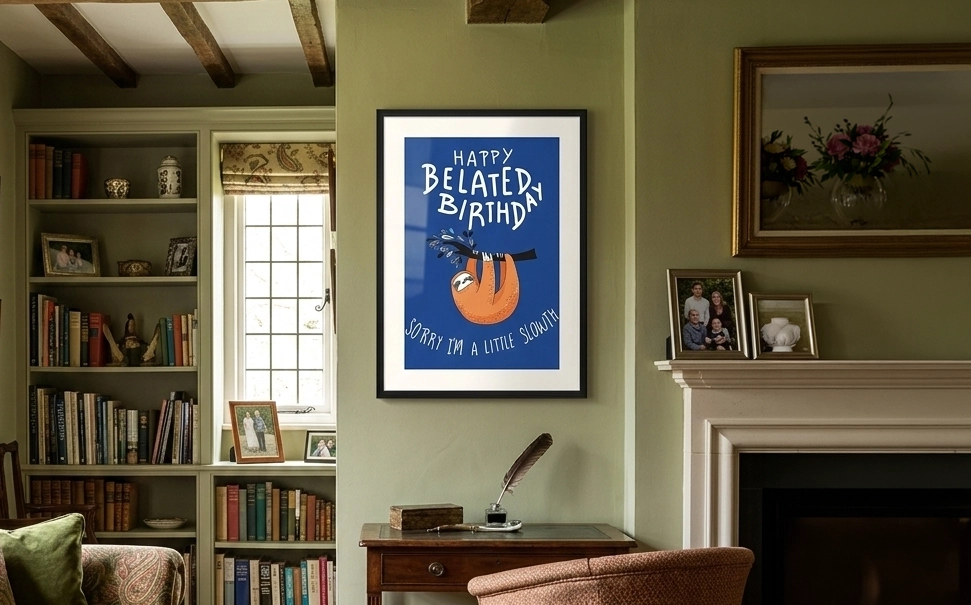 Elegant framed photo print with white mount, a sophisticated belated birthday present