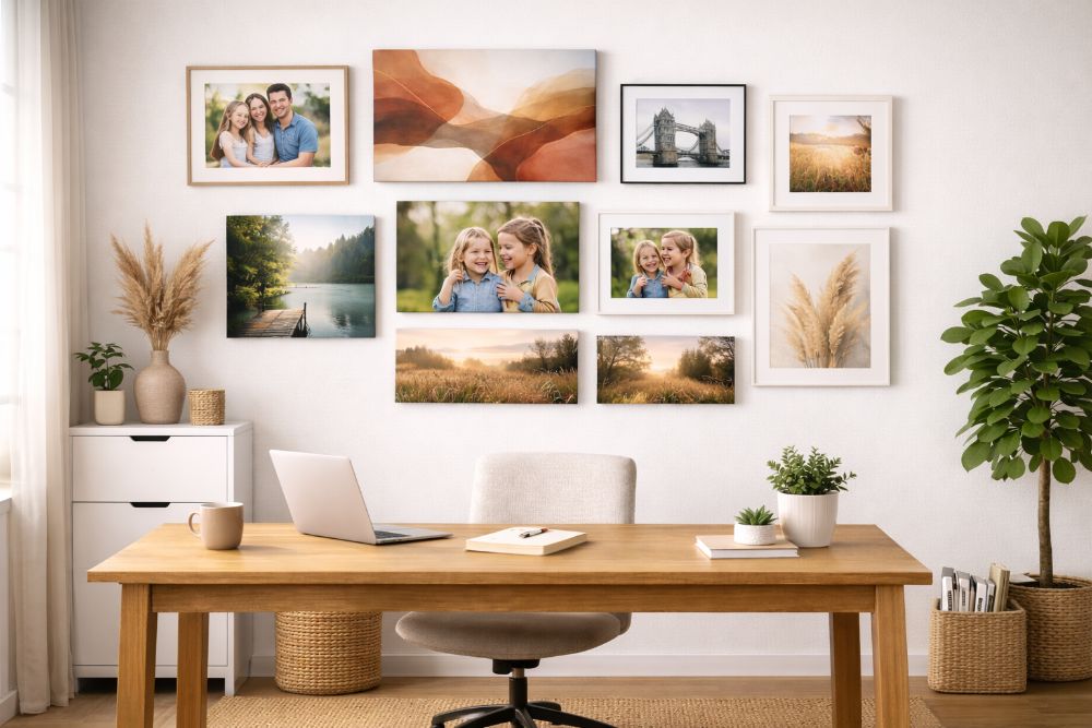 Gallery wall arrangements for home office