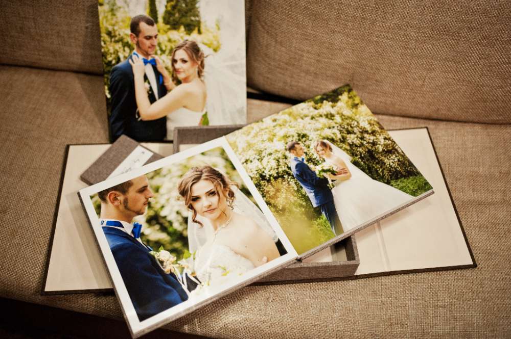 Selection of different wedding photo book styles