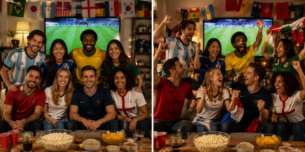 Comparison of posed group portraits and candid match reactions