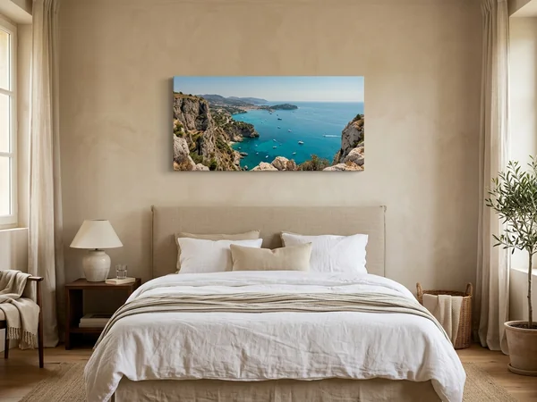 Photo sur toile panoramique 100x50 cm au-dessus d'un lit de 160 cm, côte méditerranéenne