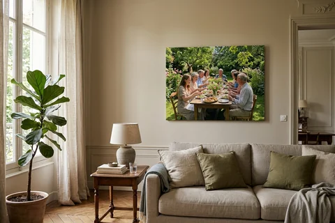 Photo sur toile 100x75 cm au-dessus d'un canapé
