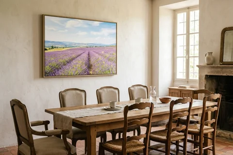 Photo sur toile 120x80 cm dans une salle à manger, paysage de champ de lavande