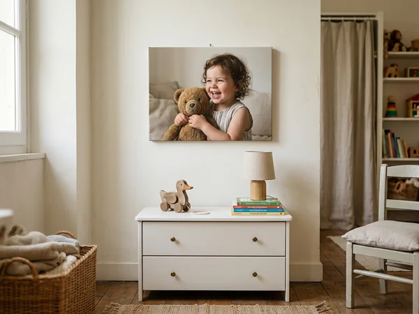 Photo sur toile 40x30 cm au-dessus d'une commode dans une chambre d'enfant