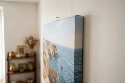 Gros plan sur le bord d'une photo sur toile 60x40 cm tendue sur châssis bois 2 cm