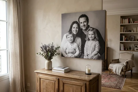 Photo sur toile 80x80 cm au-dessus d'un buffet